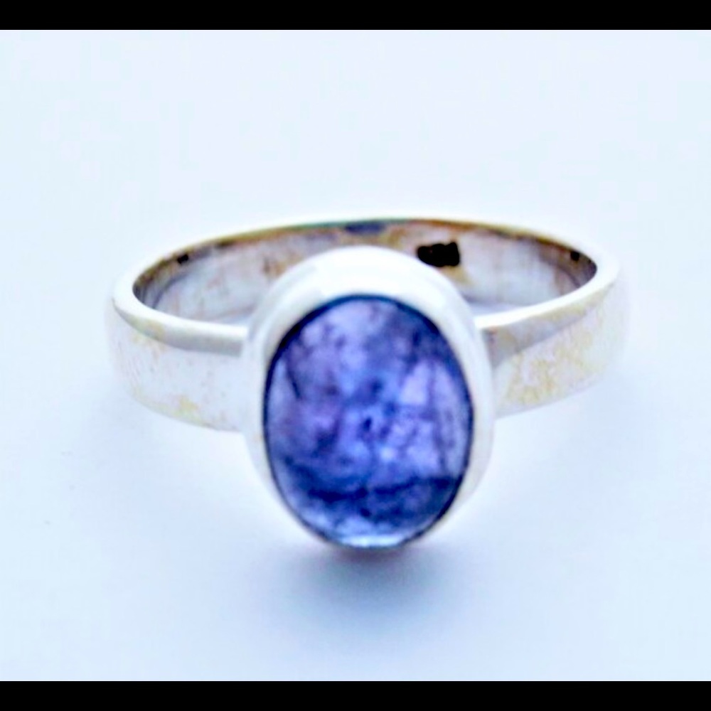 Tanzanite cabochon sterling silver ring Size 5.5